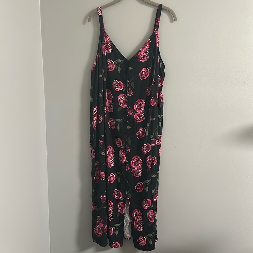 Torrid Black Dress with Pink Rose Pattern
